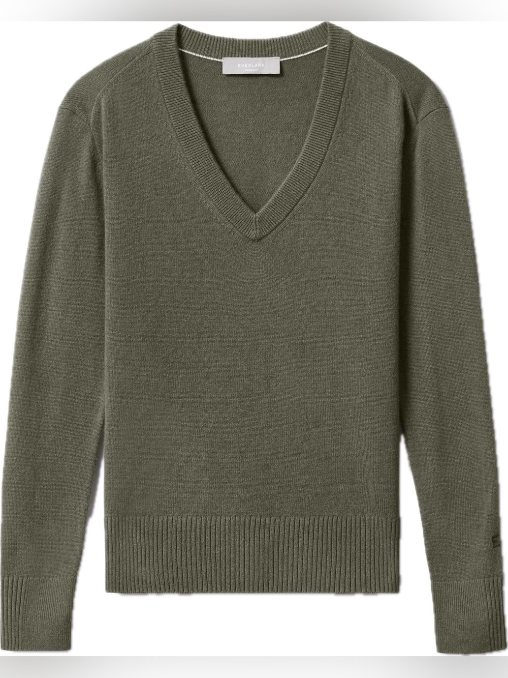 Everlane cashmere v-neck sweater, kalamata